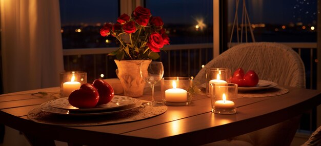 une ambiance romantique avec des bougies et un repas fait maison