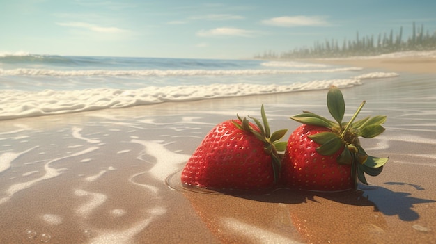 Ambiance tropicale fraise sur la plage Generative AI