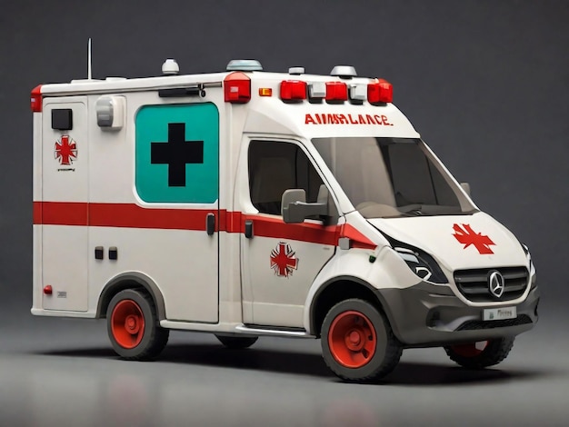 Ambulance sur fond blanc Concept de soins de santé