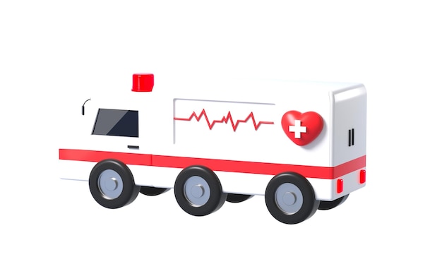 Ambulance sur le fond blanc rendu 3D dessin numérique