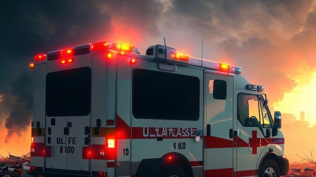 Une ambulance avec le mot ulzese sur le côté