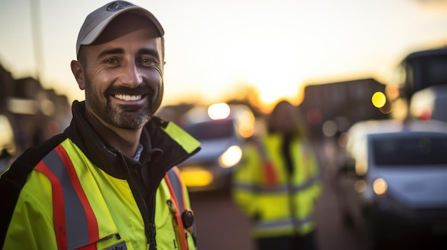 Ambulancier avec gilet réfléchissant incarnant son dévouement aux interventions d'urgence