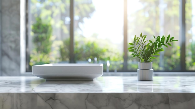 Améliorez le décor de votre salle de bain avec un comptoir de marbre blanc élégant.