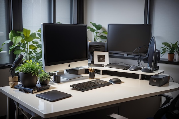 Photo aménagement de bureau avec moniteur