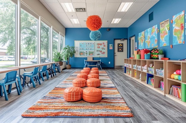 Photo l'aménagement intérieur d'une maternelle moderne