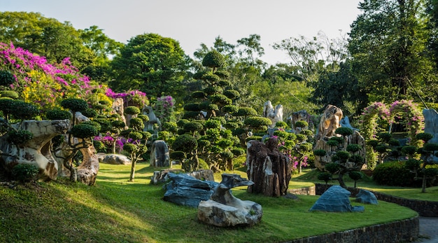 Aménagement paysager de luxe du jardin tropical.