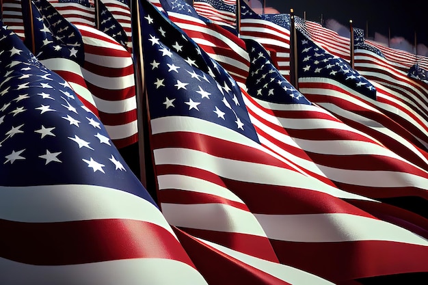 American Wave Flag dans le ciel Ai générative