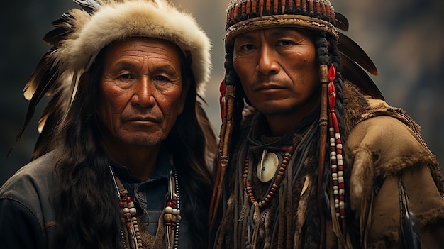 Amérindiens en tenue traditionnelle