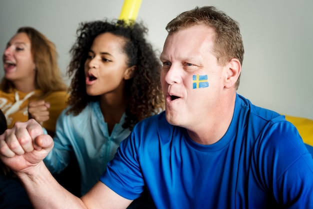 Amis, acclamations, coupe du monde, à, drapeau peint