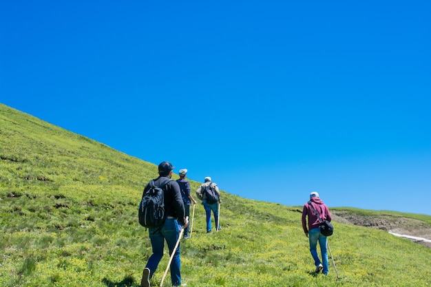 Amis faisant une excursion