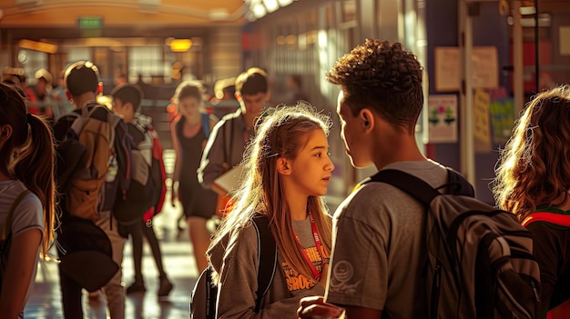 Amis jeunes à l'école