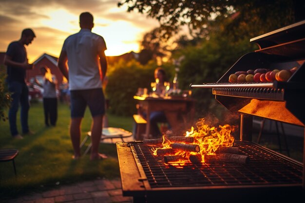 Des amis lors d'une soirée au barbecue