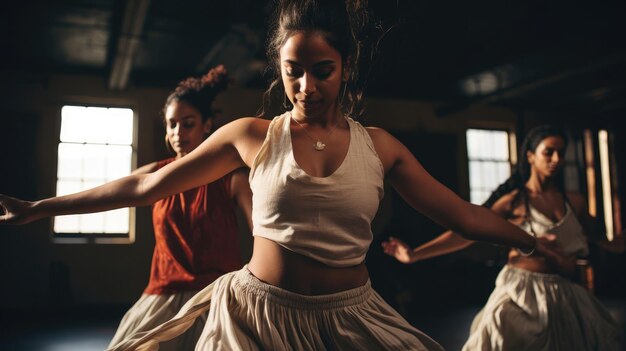 Photo les amis mélangent des danses culturelles