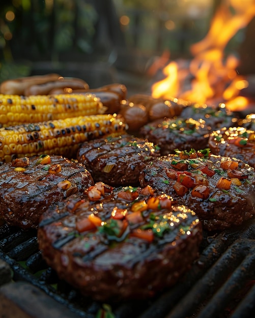 Des amis qui font un barbecue dans le jardin