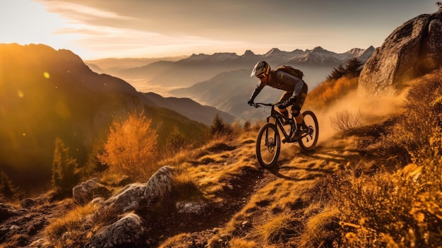 Des amis sur des vélos électriques profitent d'une promenade panoramique à travers de belles montagnes