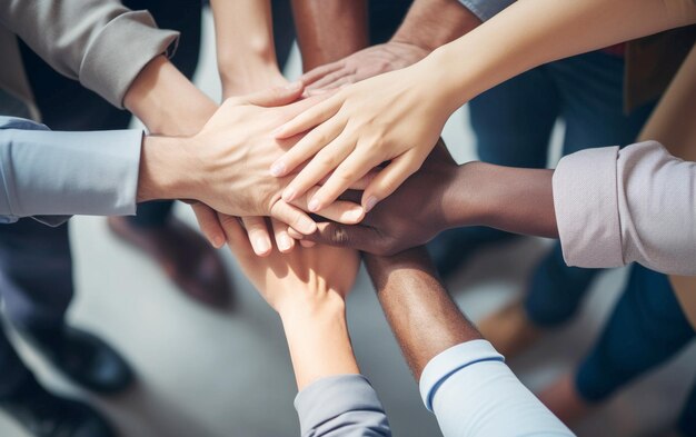 Photo l'amitié et la collaboration avec les mains jointes