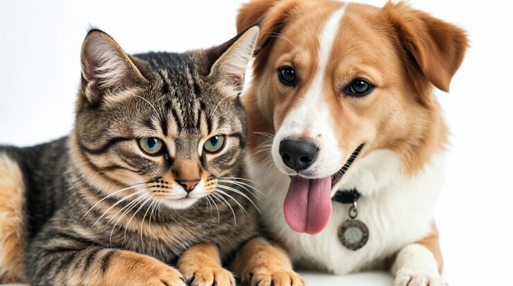 Photo l'amitié entre le chat et le chien