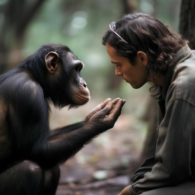 Photo amitié harmonieuse entre humains et animaux