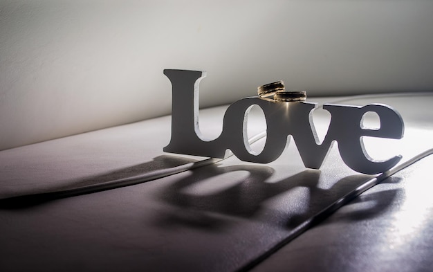 Photo amor - love en letras y anillos