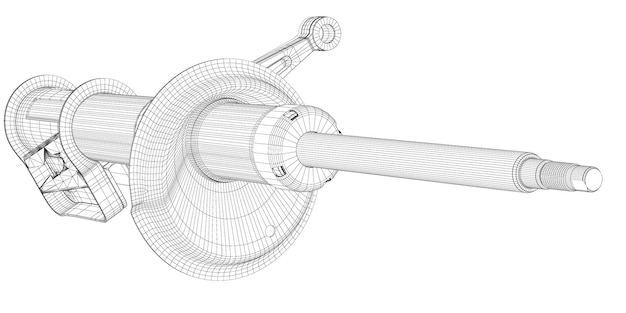 Amortisseur, structure de carrosserie, modèle filaire