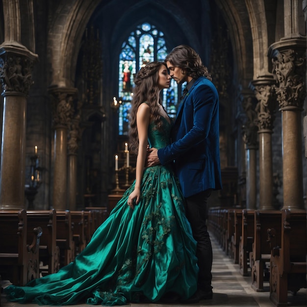 Photo l'amour dans une église gothique