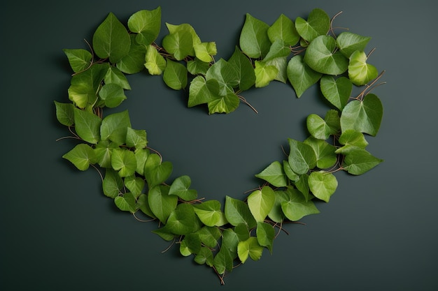 Amour et écologie Feuilles en forme de coeur sur fond blanc