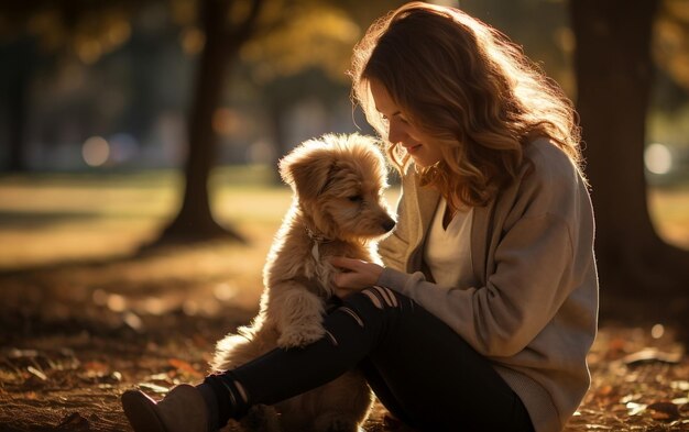 Un amour entre un chiot et son propriétaire AI