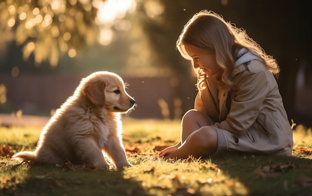 Un amour entre un chiot et son propriétaire AI