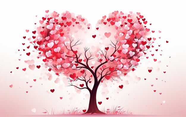 L'amour fait pousser un arbre de la Saint-Valentin avec un vecteur de coeurs