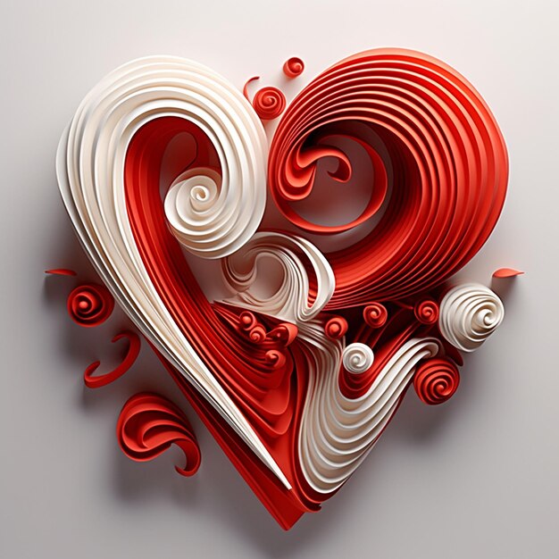 L'amour rendu en 3D écrit dans une typographie à jour avec des compléments de cœur discrets