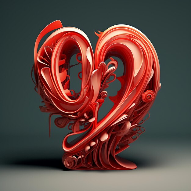 L'amour rendu en 3D écrit dans une typographie à jour avec des compléments de cœur discrets