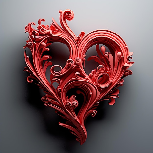 L'amour rendu en 3D écrit dans une typographie à jour avec des compléments de cœur discrets