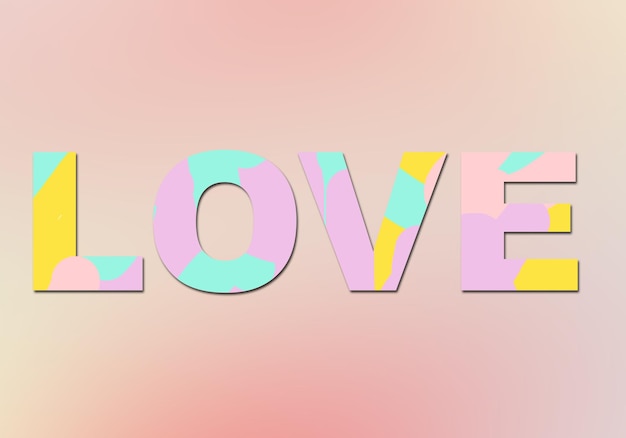 L'amour Une typographie colorée avec des accents pastels