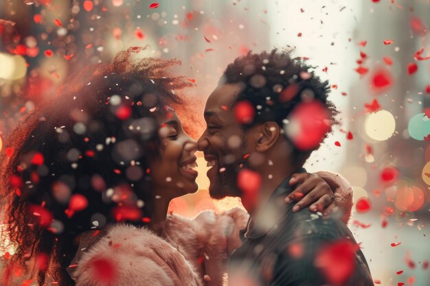 Photo les amoureux célèbrent la saint-valentin, le jour de l'amour.