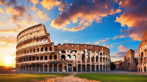 Un amphithéâtre en béton et en pierre à Rome, en Italie