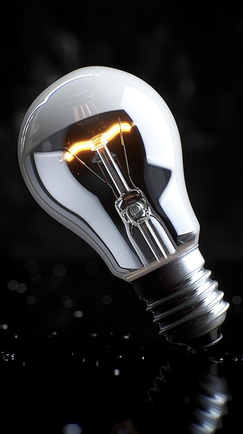 L'ampoule blanche à faible consommation d'énergie brille sur un fond noir foncé de manière impressionnante