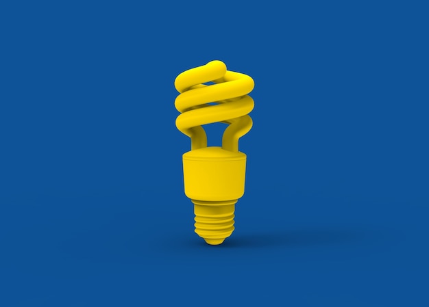 Ampoule CFL jaune sur fond bleu