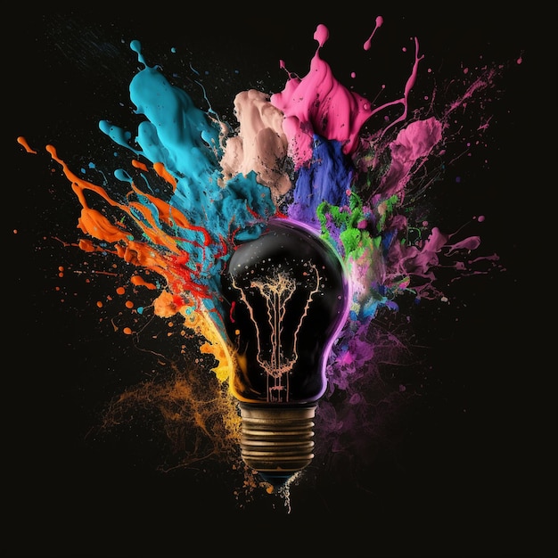 Une ampoule colorée est transformée en une éclaboussure colorée.