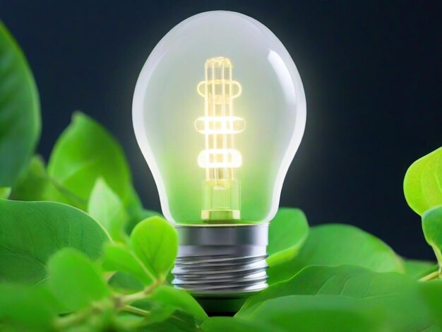 Photo ampoule à économie d'énergie avec une plante verte à l'intérieur concept d'écologie et d'environnement