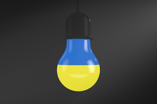 Ampoule électrique rougeoyante dans les couleurs du drapeau de l'Ukraine