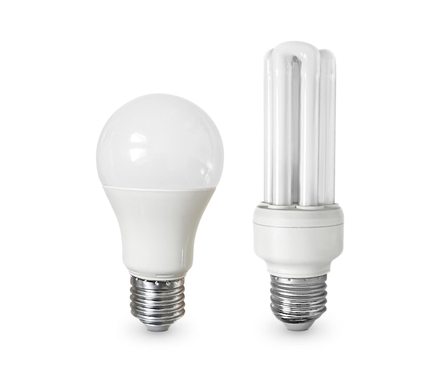 Ampoule fluorescente CFL isolé sur fond blanc