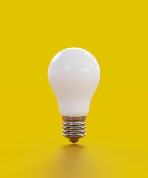 Une ampoule avec un fond jaune et une ampoule blanche au milieu.