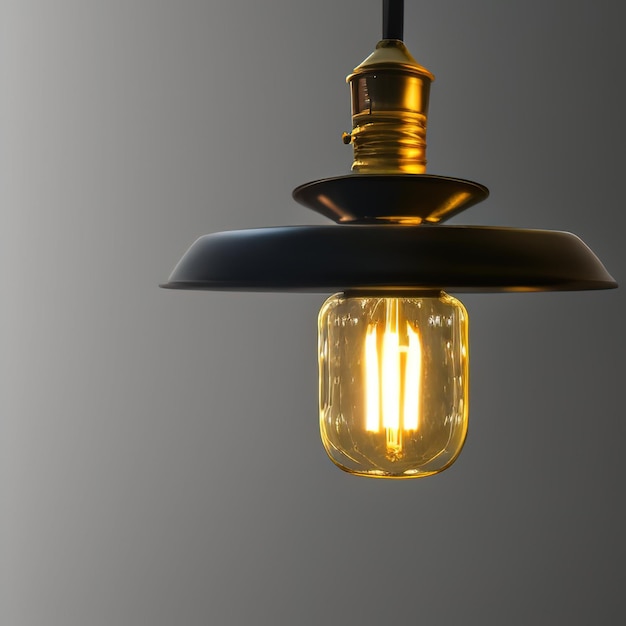 Une ampoule jaune sur un fond gris 3drendering