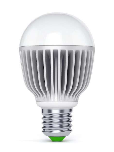 Ampoule LED à économie d'énergie. Lampe électrique isolée sur fond blanc.