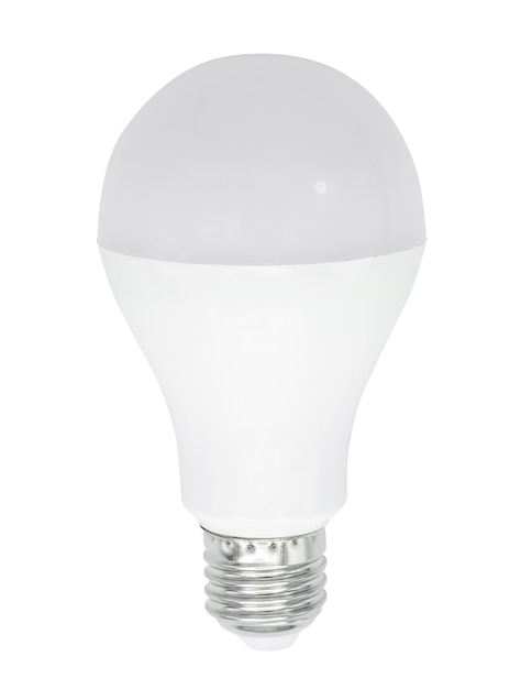 Ampoule LED isolée sur mur blanc