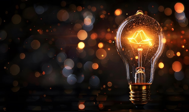 Une ampoule lumineuse avec un dessin holographique