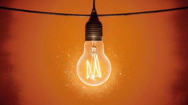 Une ampoule lumineuse sur une idée orange