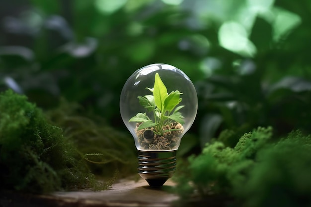 Photo une ampoule avec une plante à l'intérieur