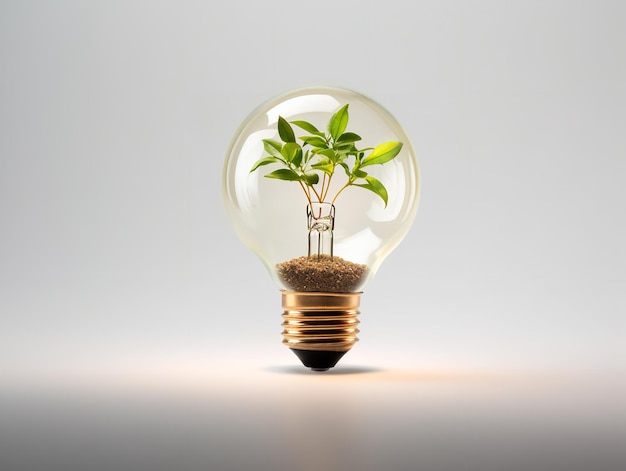 Ampoule avec plante poussant à l'intérieur Innovation et croissance isolée sur fond blanc générée par l'IA