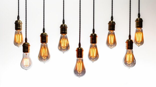 Des ampoules Edison vintage élégantes sur fond blanc